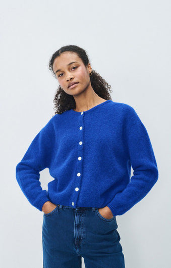 American Vintage Vitow Knit Cardi in Royal Blue