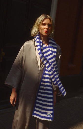 American Vintage Vitow Scarf in Royal Blue Stripes Scarf