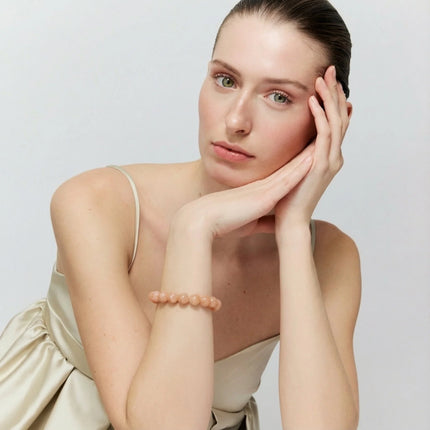 Vanessa Baroni Mini Beads Flex Bracelet in Blush Marble