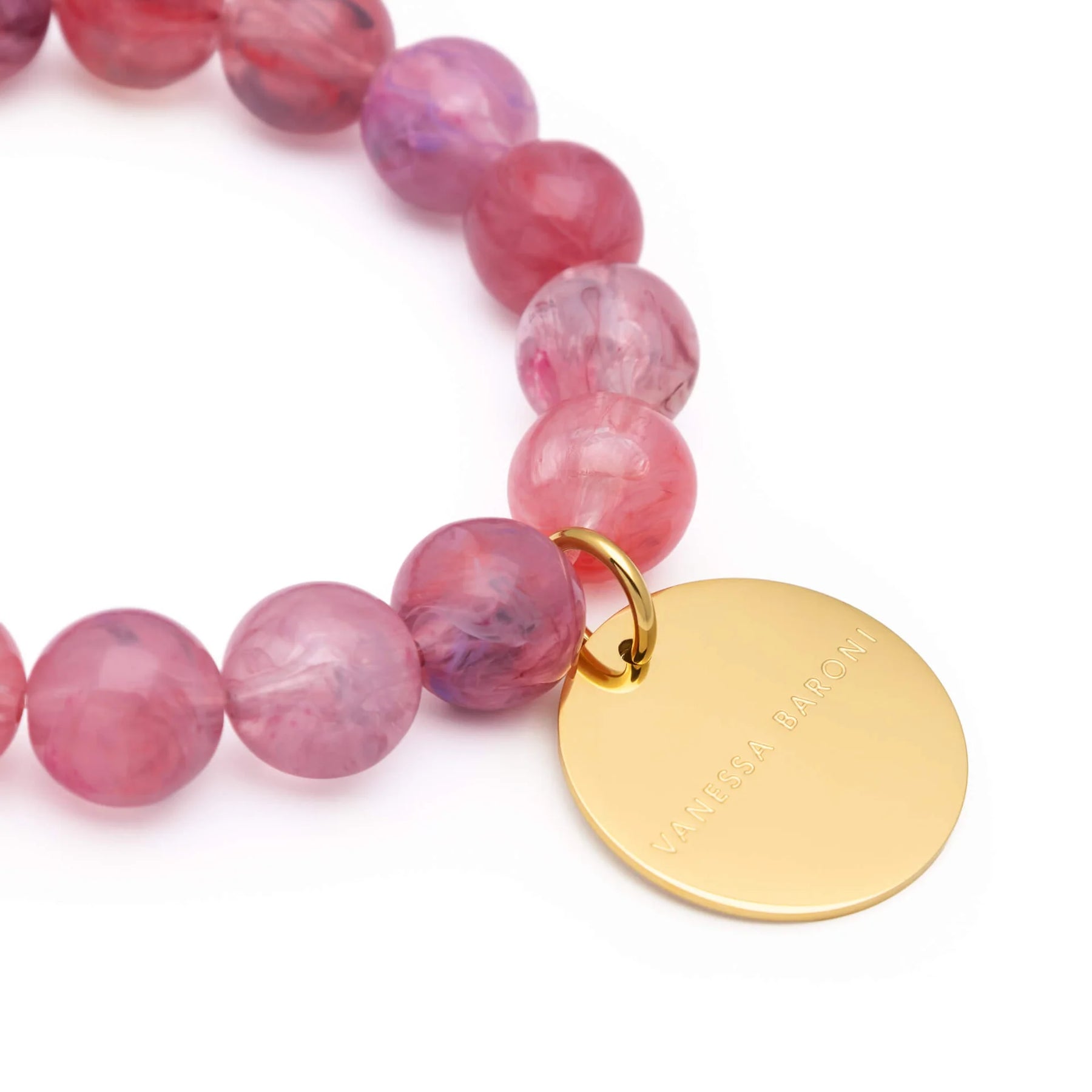 Vanessa Baroni Mini Beads Flex Bracelet in Crystal Pink Marble