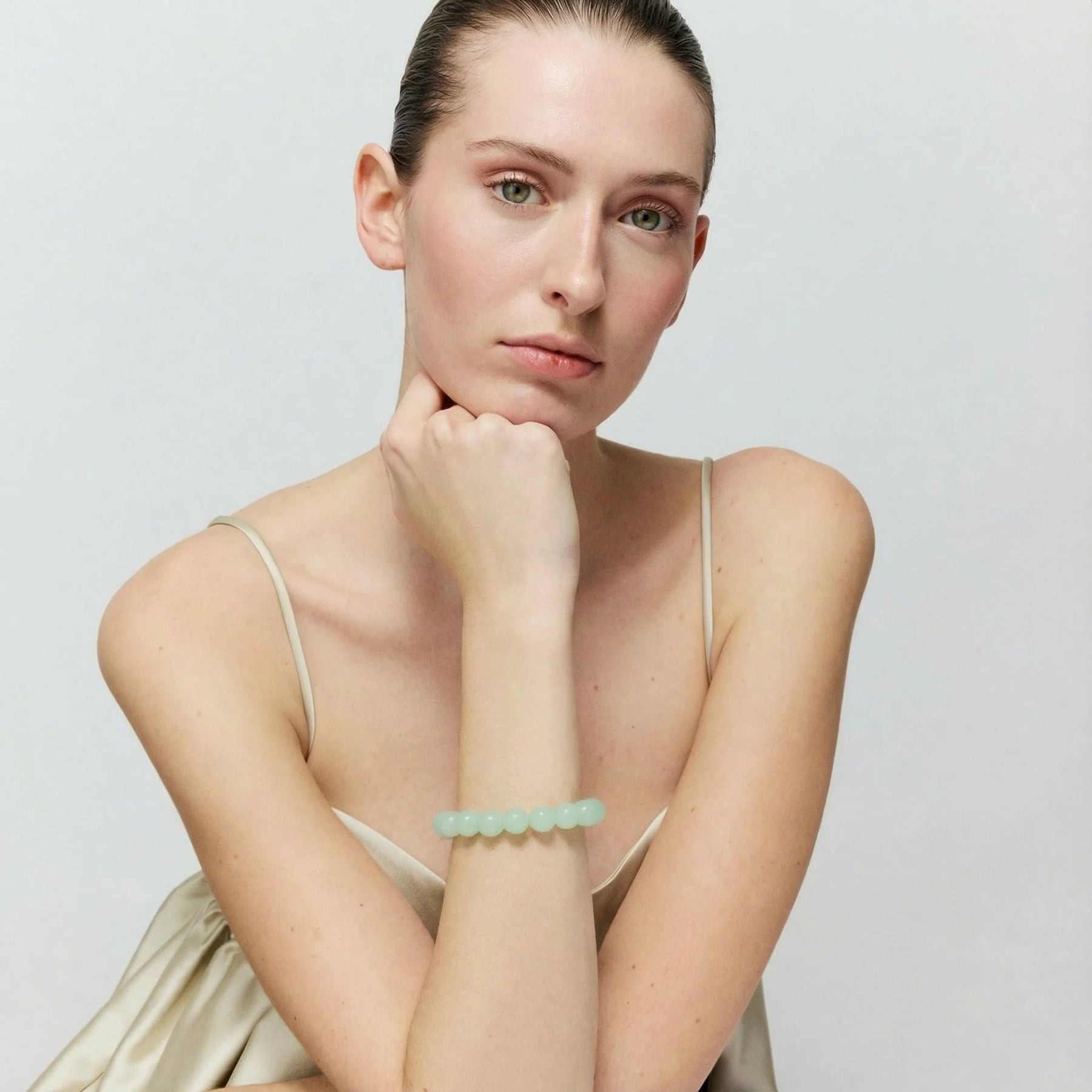 Vanessa Baroni Mini Beads Flex Bracelet in Opaline Mint