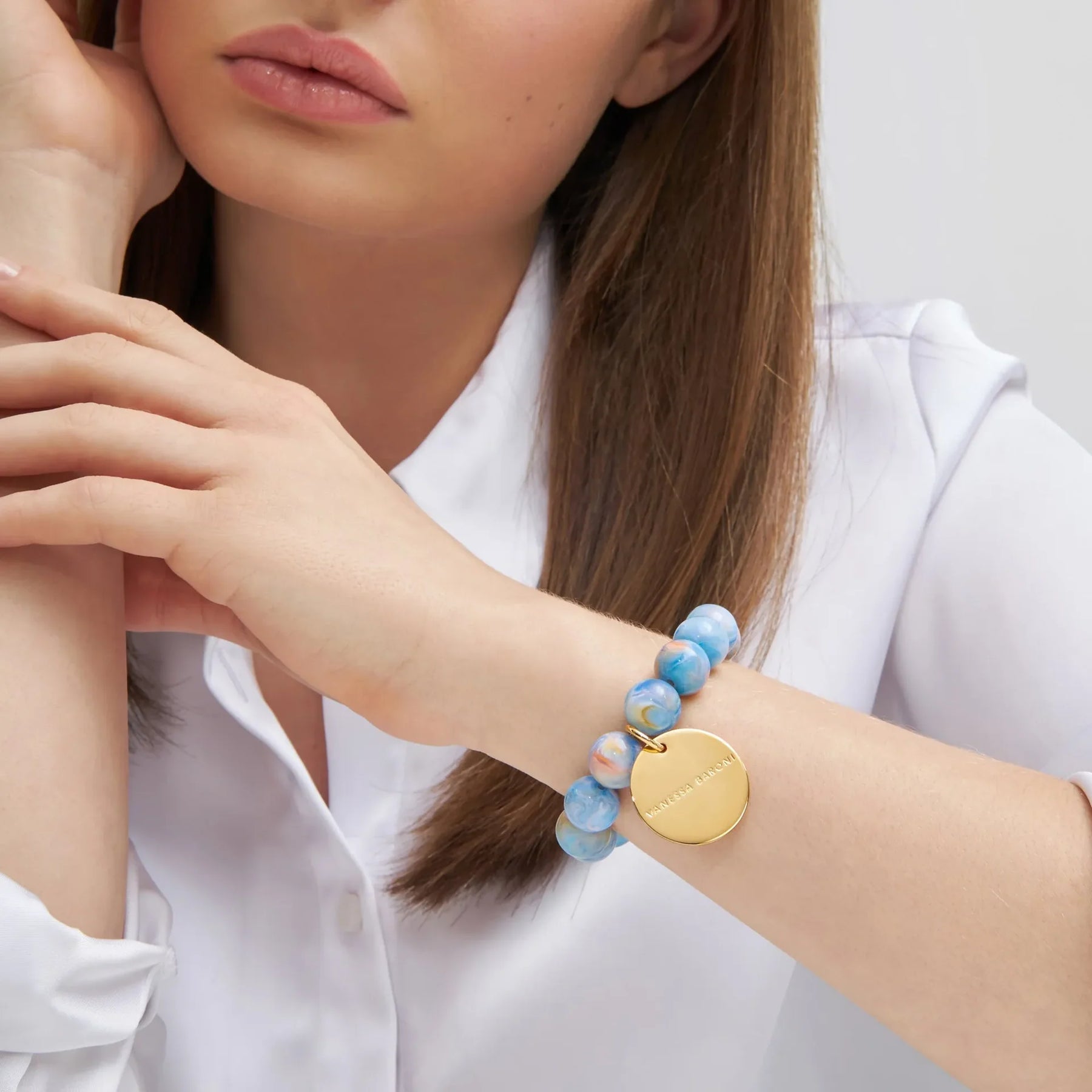 Vanessa Baroni Mini Beads Flex Bracelet in Sea Wave