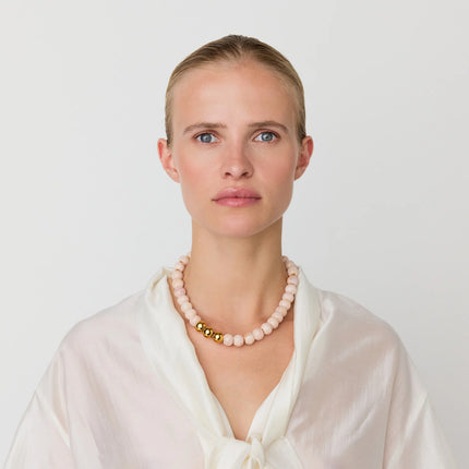 Vanessa Baroni Mini Beads Necklace - Ivory, Rose Marble