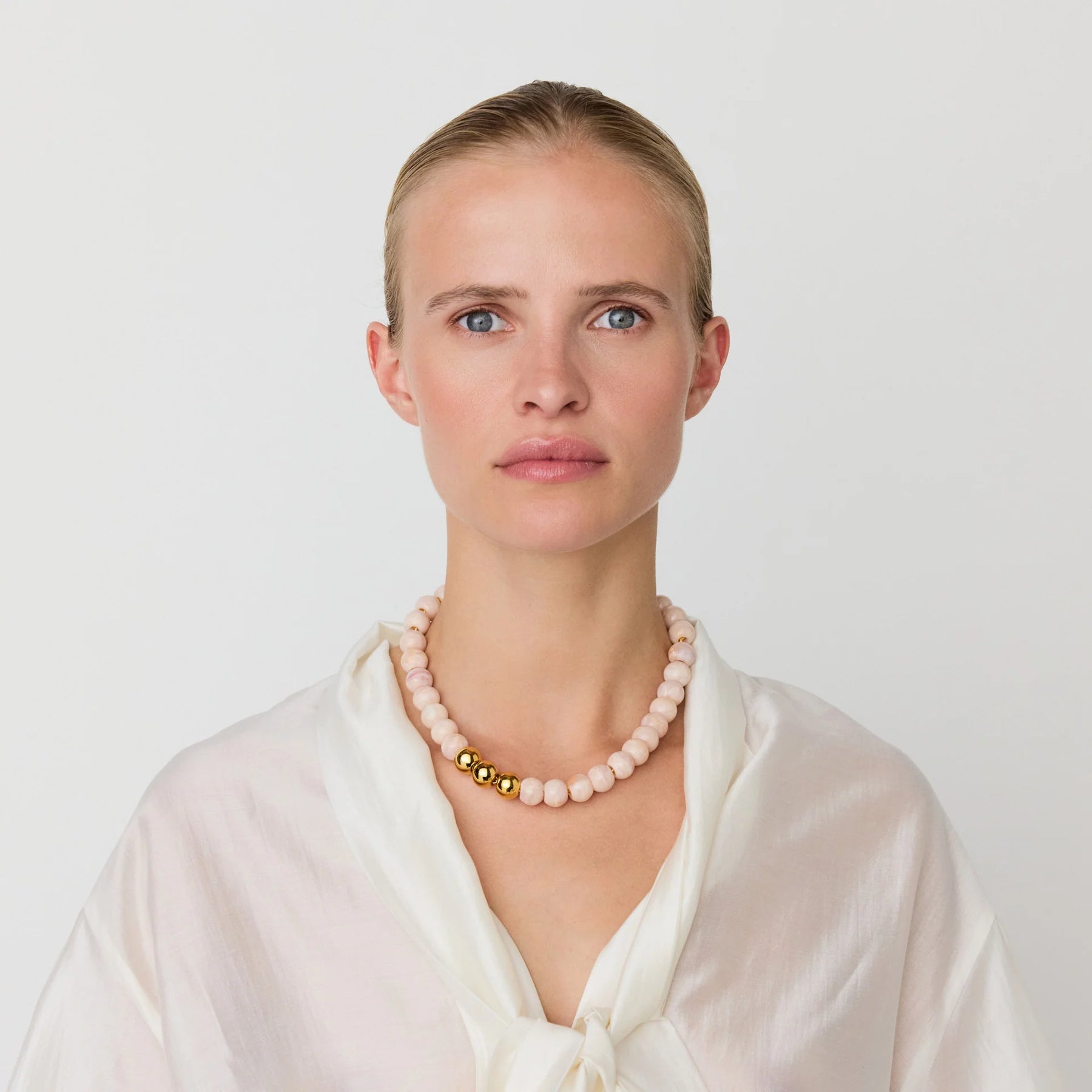 Vanessa Baroni Mini Beads Necklace - Ivory, Rose Marble