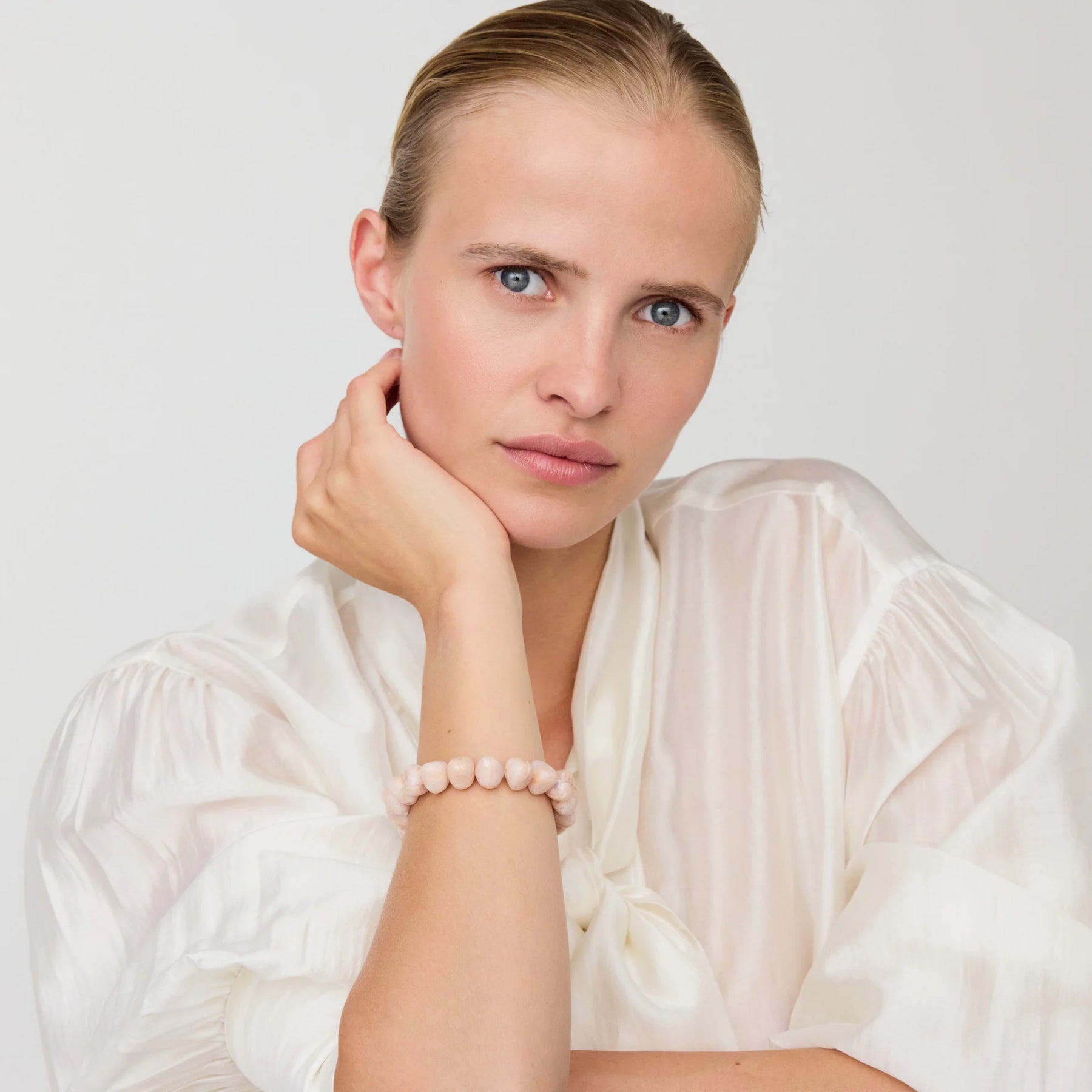 Vanessa Baroni Mini Stone Flex Bracelet - Ivory Rose Marble