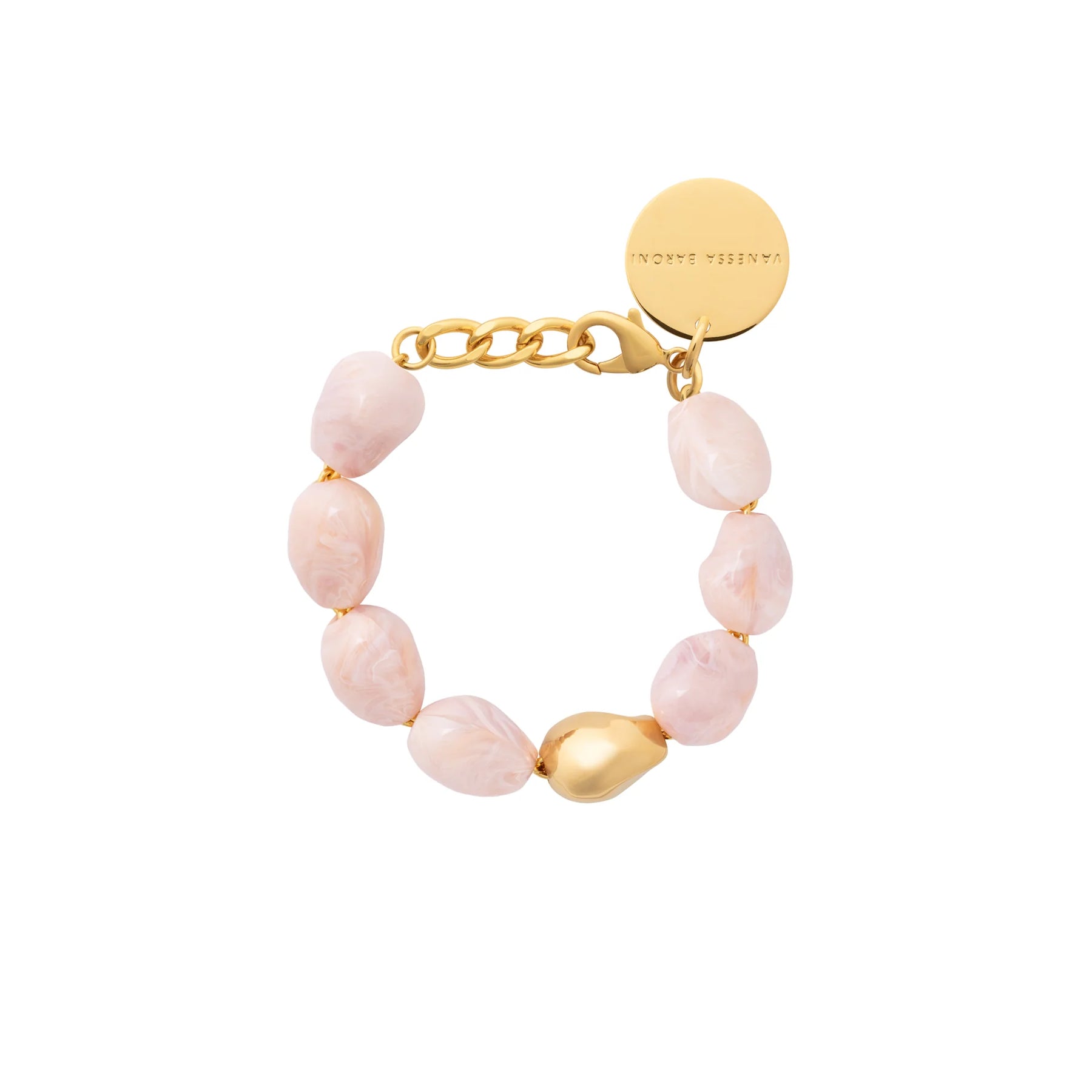 Vanessa Baroni Organic Pearl Bracelet - Gold, Ivory Rose Marble