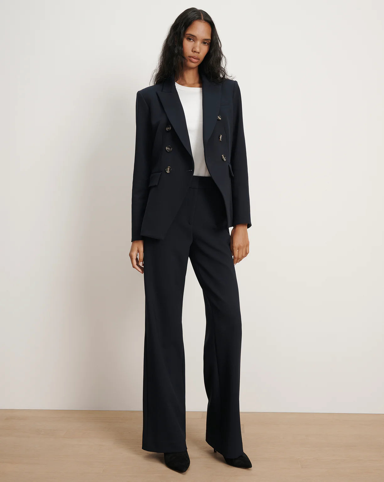 Veronica Beard New Miller Dickey Jacket in Navy with Horn Buttons