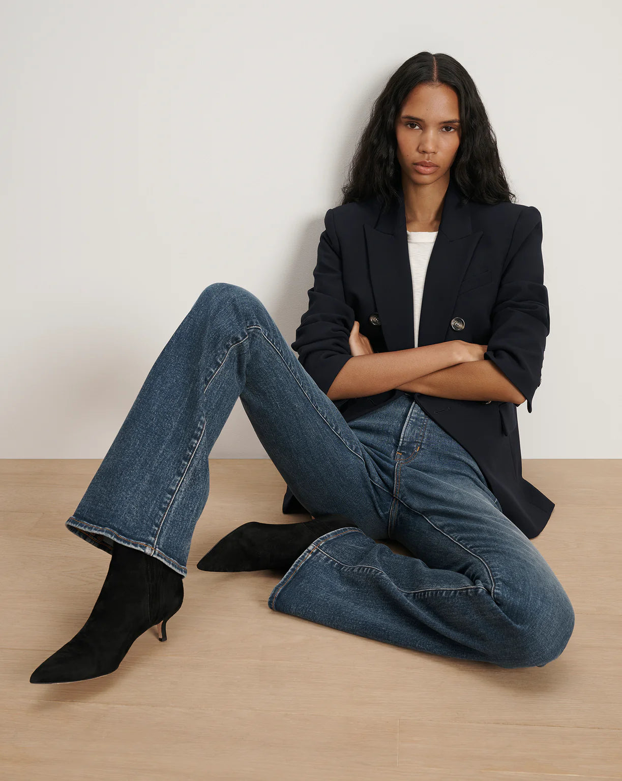 Veronica Beard New Miller Dickey Jacket in Navy with Horn Buttons