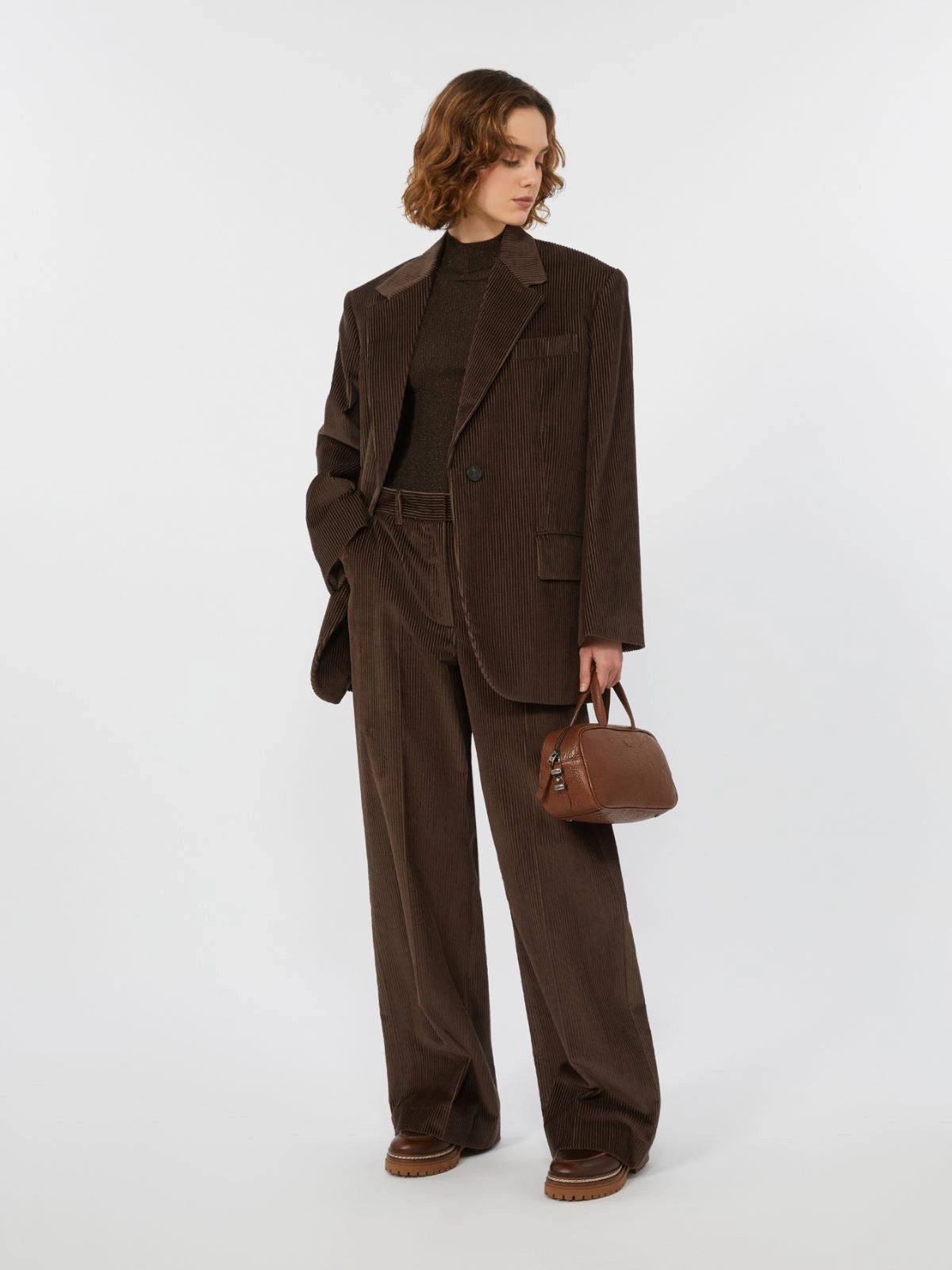 Weekend Max Mara Tania Cord Trousers in Chocolate – shopatanna