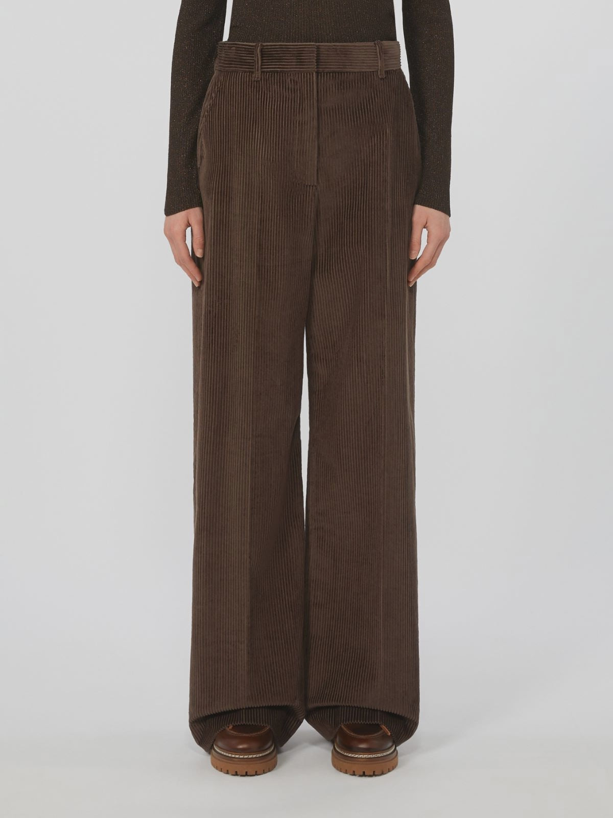 Weekend Max Mara Tania Cord Trousers in Chocolate – shopatanna