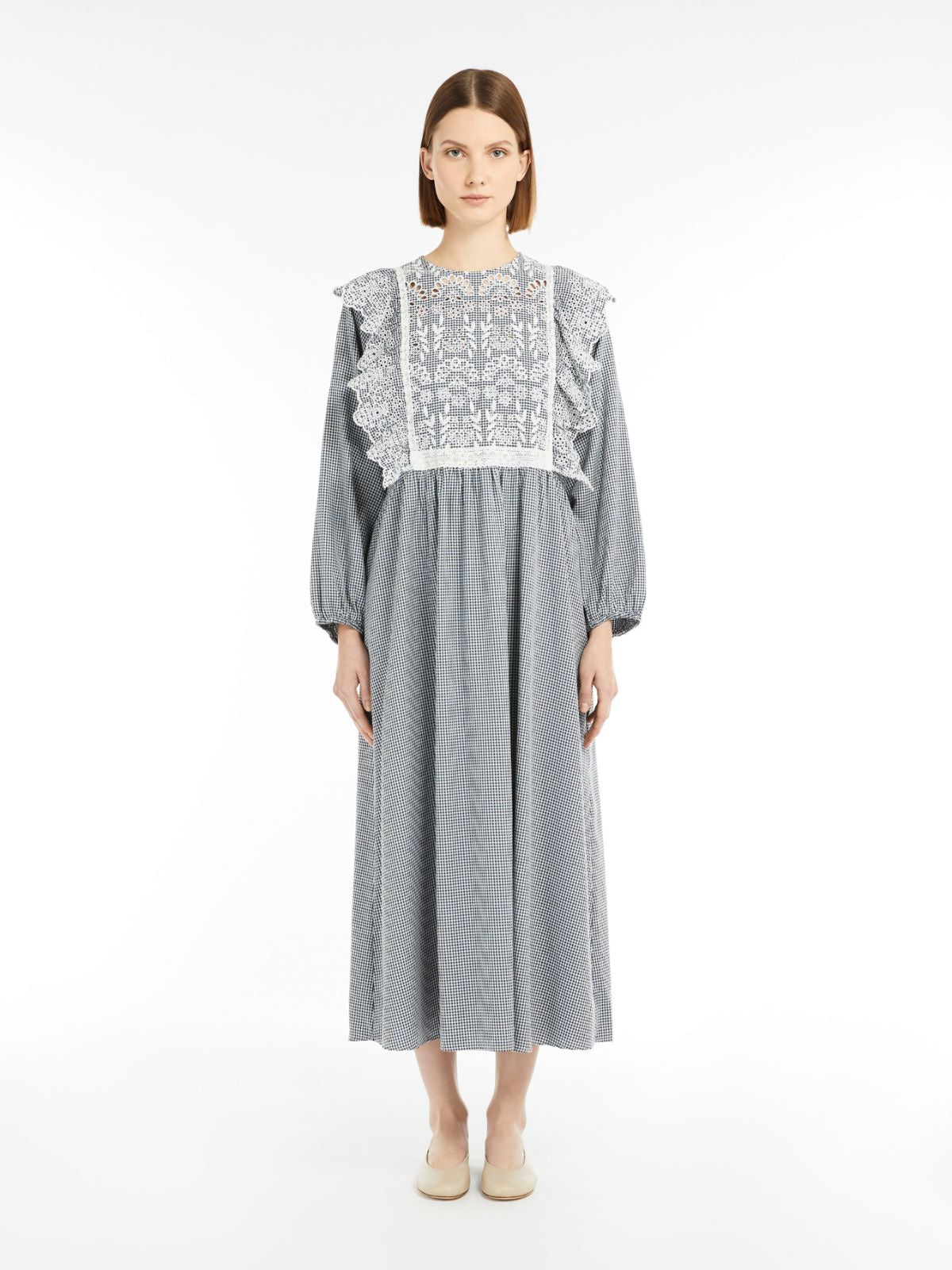 MM Abito Dress in  Navy Vichy