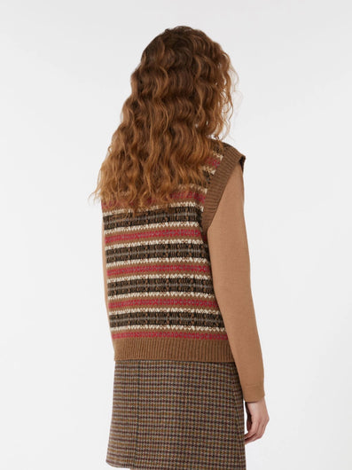 Weekend Max Mara Fleres Jacquard Vest in Camel