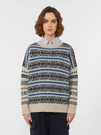 Weekend Max Mara Rivetto Jacquard Knit in Ecru