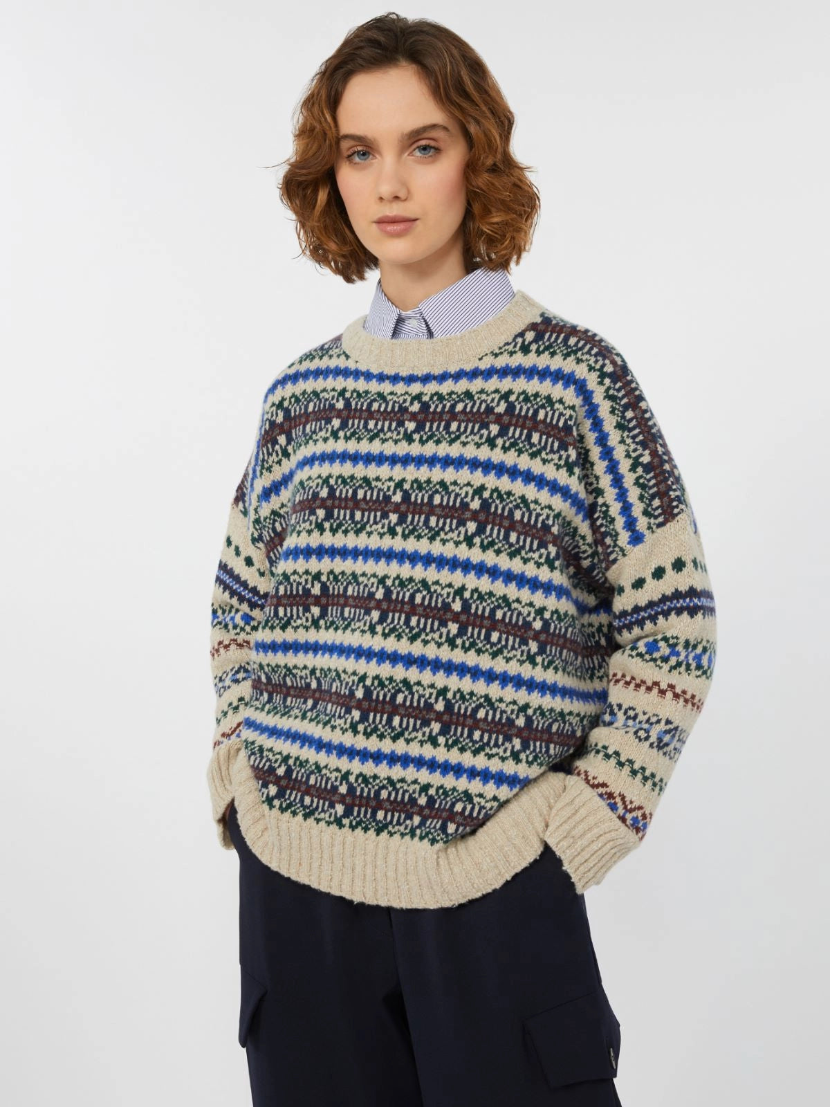 Weekend Max Mara Rivetto Jacquard Knit in Ecru