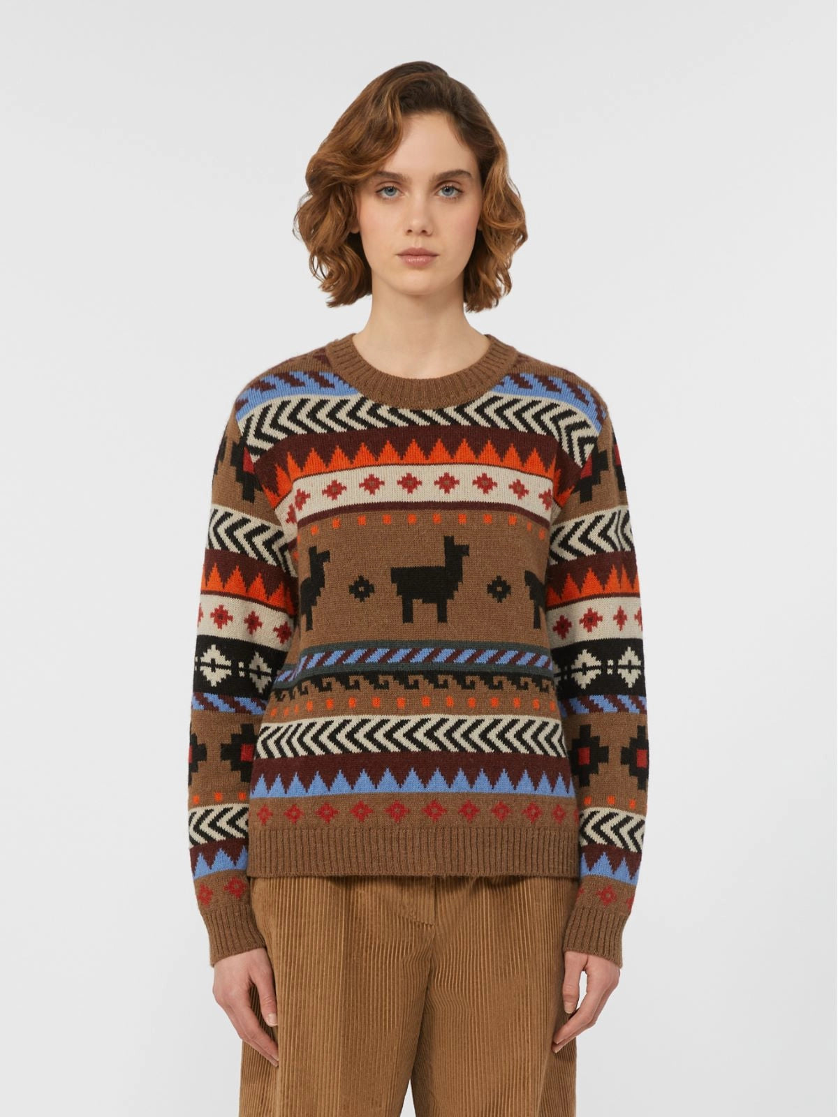 Weekend Max Mara Quirite Jacquard Jumper in Camel