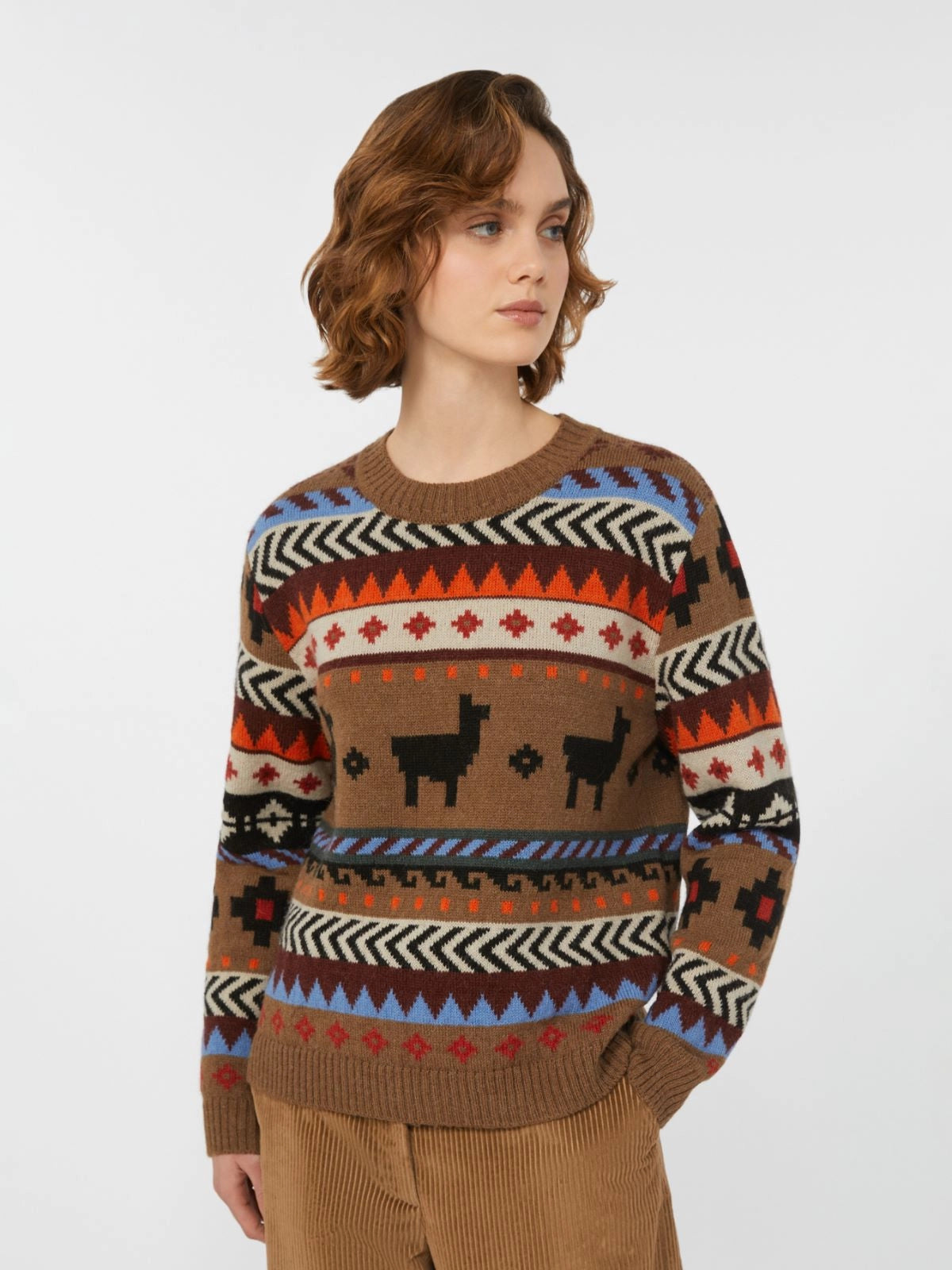 Weekend Max Mara Quirite Jacquard Jumper in Camel