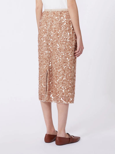 Weekend Maxmara Occhio Sequin Skirt in Nudo