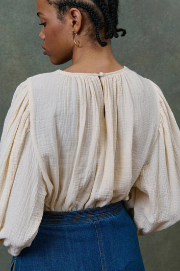 Louise Misha Riya Gauze Blouse in Cream