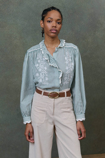 Louise Misha Cora Shirt in Almond Stripes