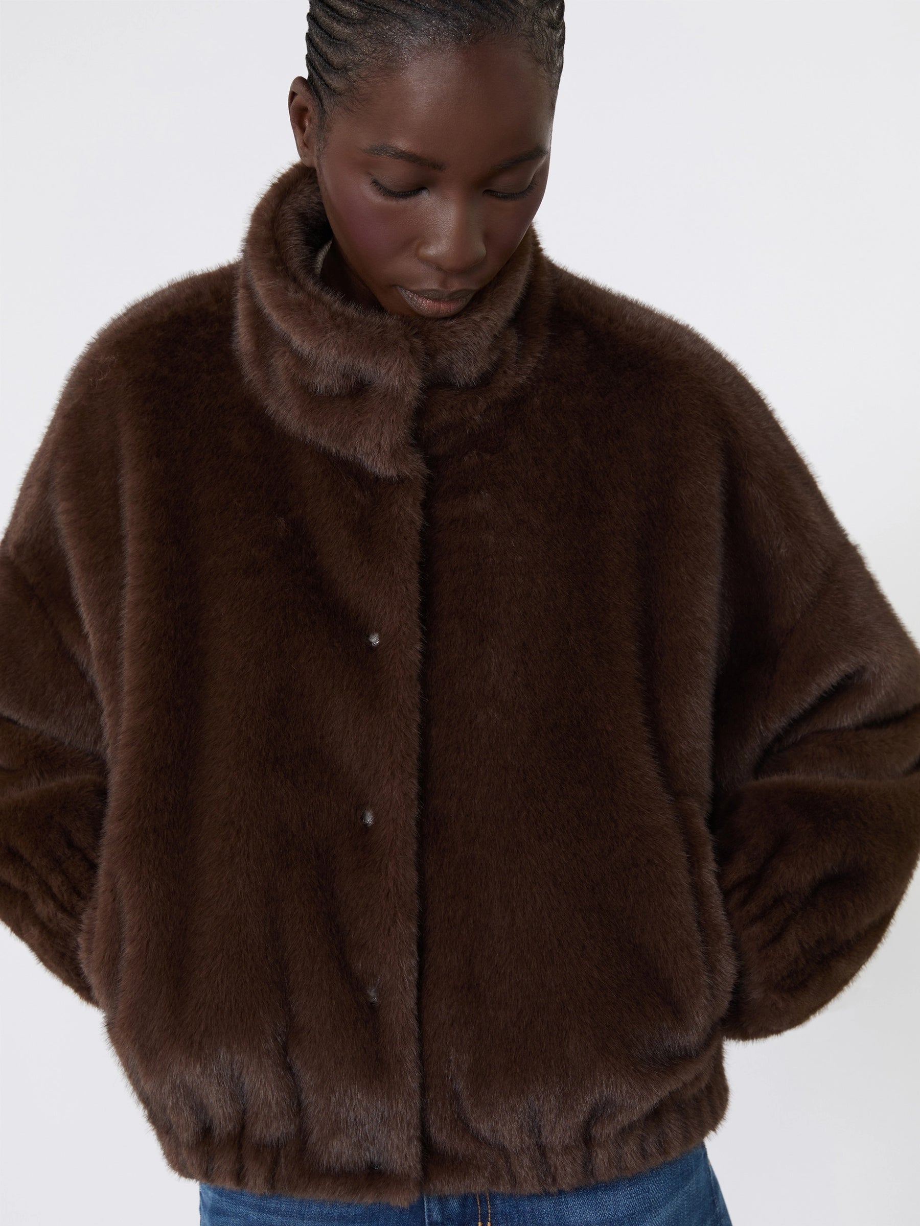 Weekend Max Mara Anemone Faux Fur Jacket in Brown