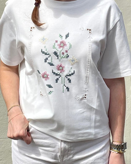 Weekend Max Mara Sala Embroidered Graphic Tee in White
