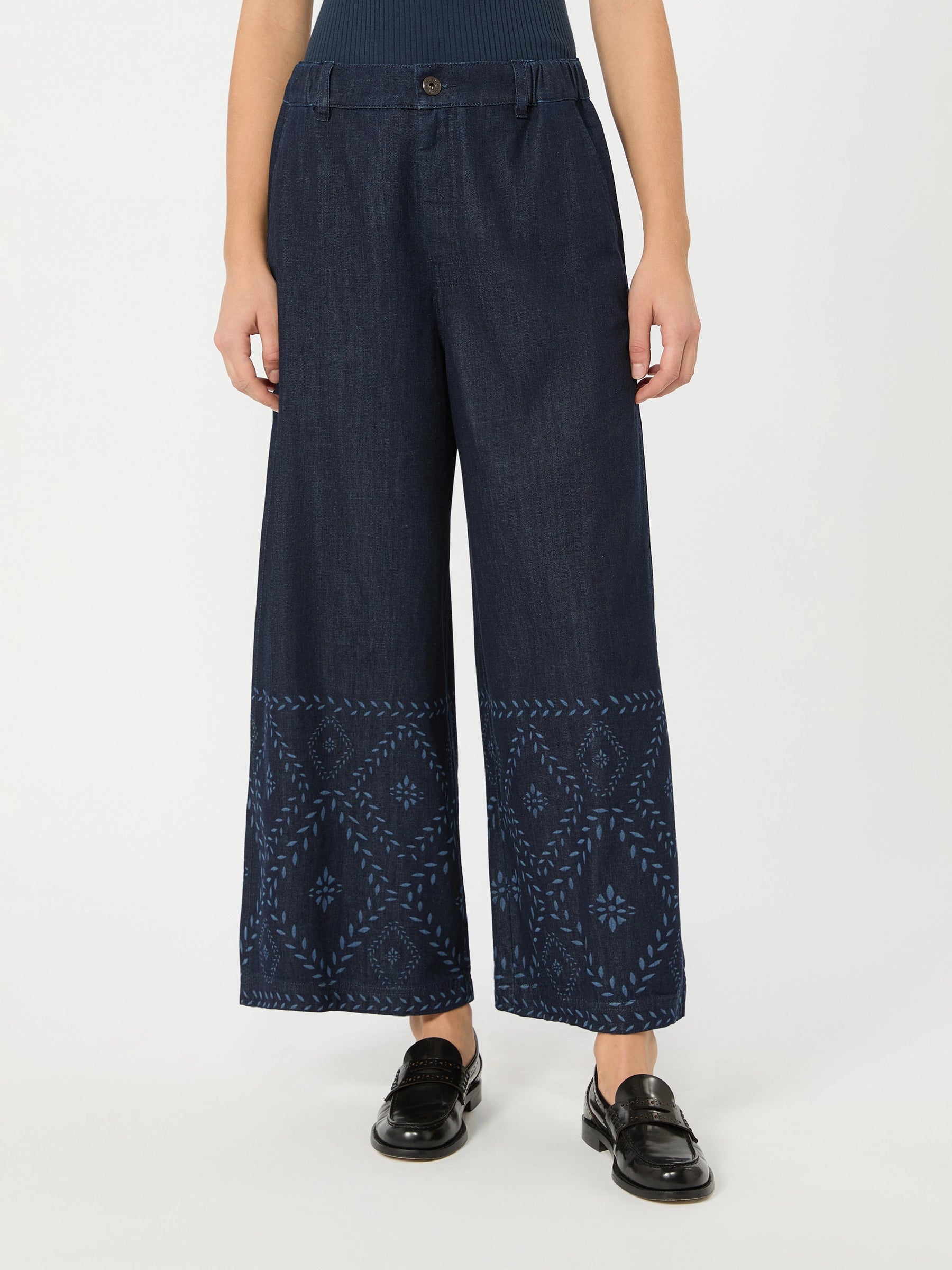 Weekend Maxmara Lampada Cotton Trousers - Navy Denim