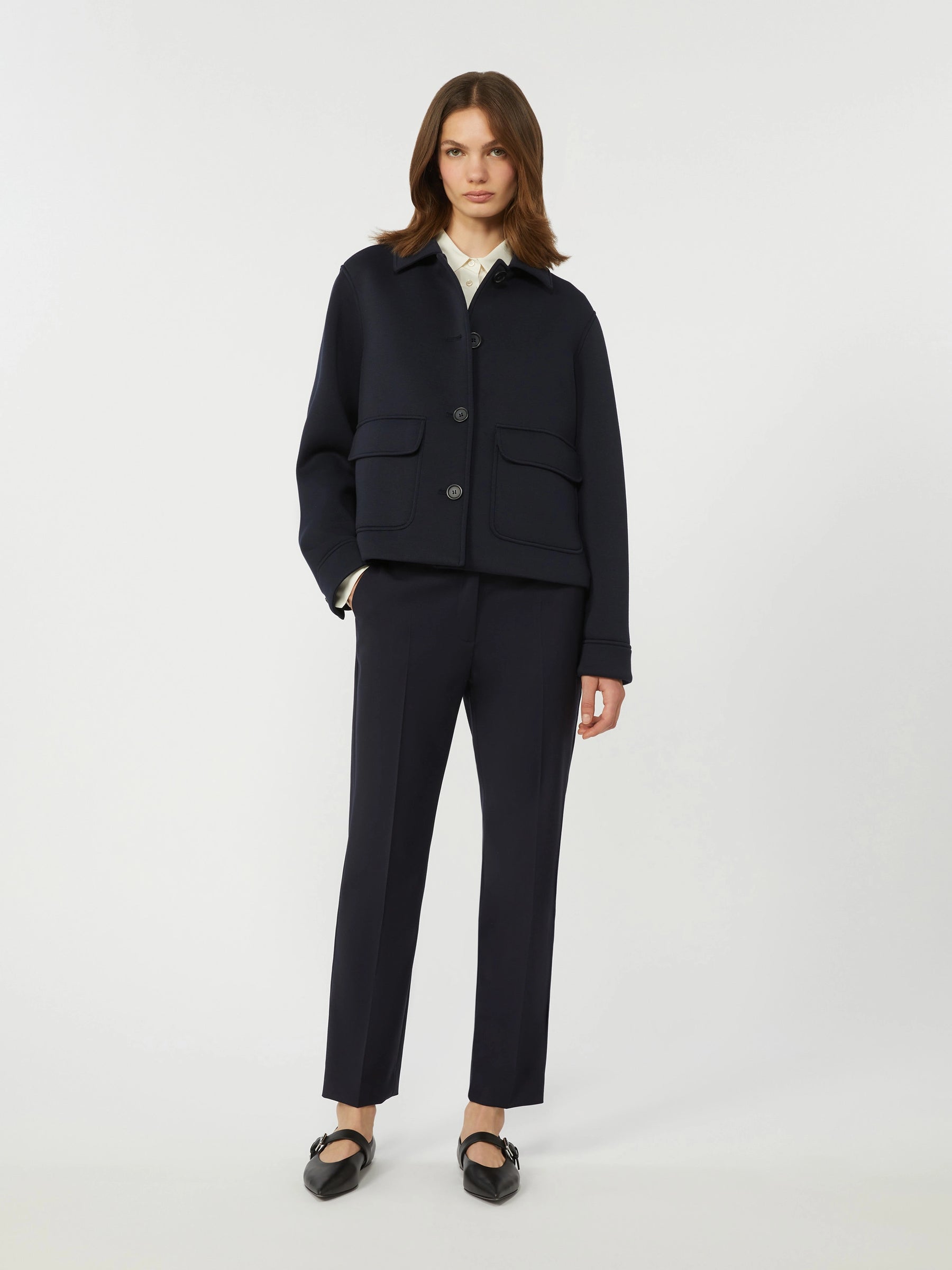 Weekend Maxmara Canon Wool Trousers - Navy