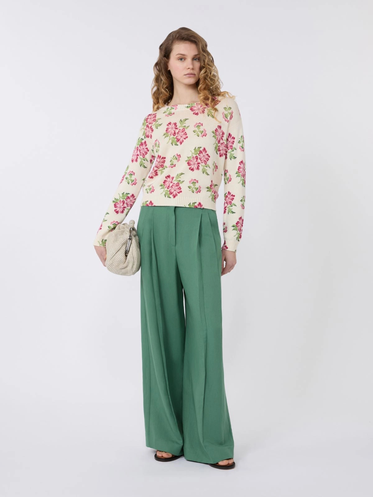 Weekend Maxmara Deditto Floral Top in Ecru Floral