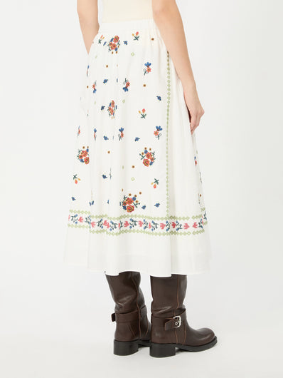 Weekend Maxmara Falla Embroidered Skirt - White