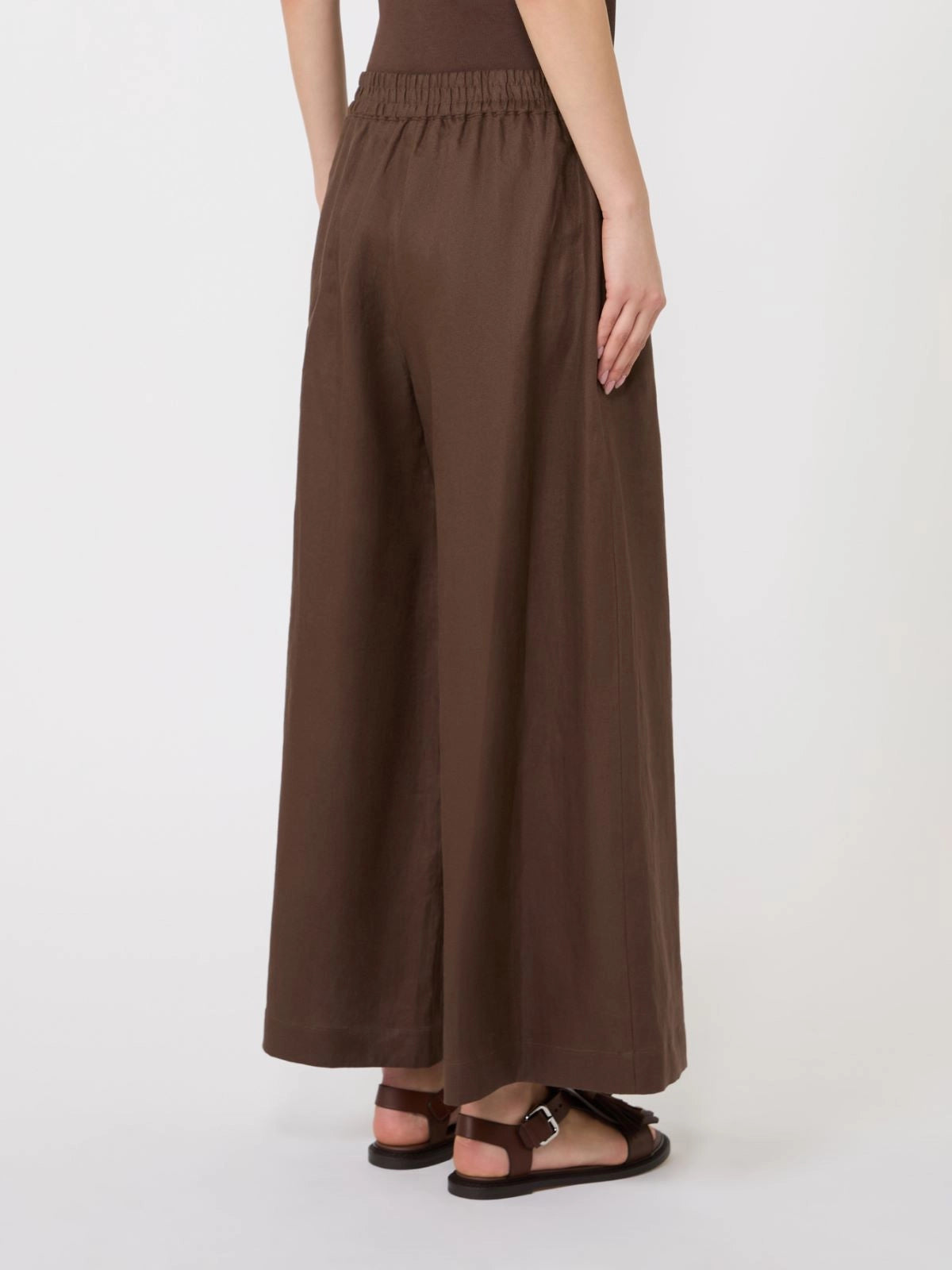 Weekend Maxmara Felino Linen Trousers in Chocolate