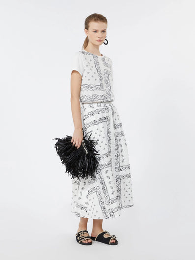 Weekend Max Mara Genio Tee White & Black Embroidered Linen