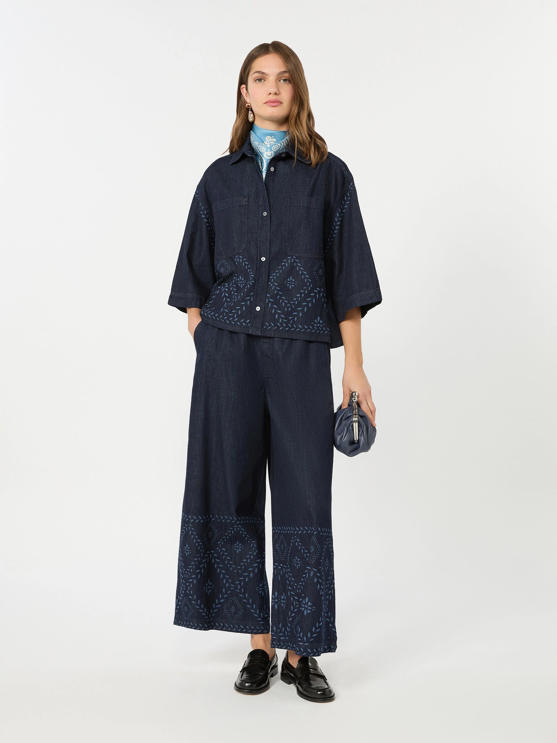Weekend Maxmara Lampada Cotton Trousers - Navy Denim