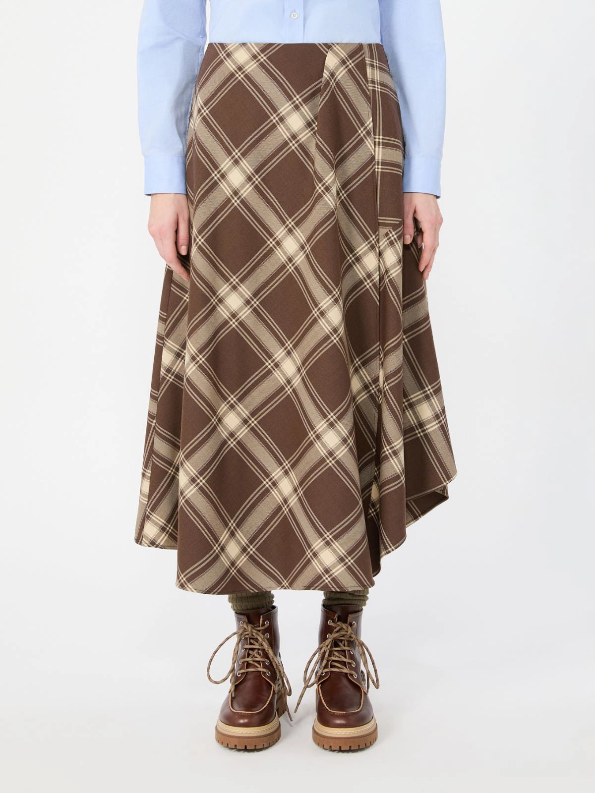 Weekend Maxmara Lanoso Skirt - Brown Tartan