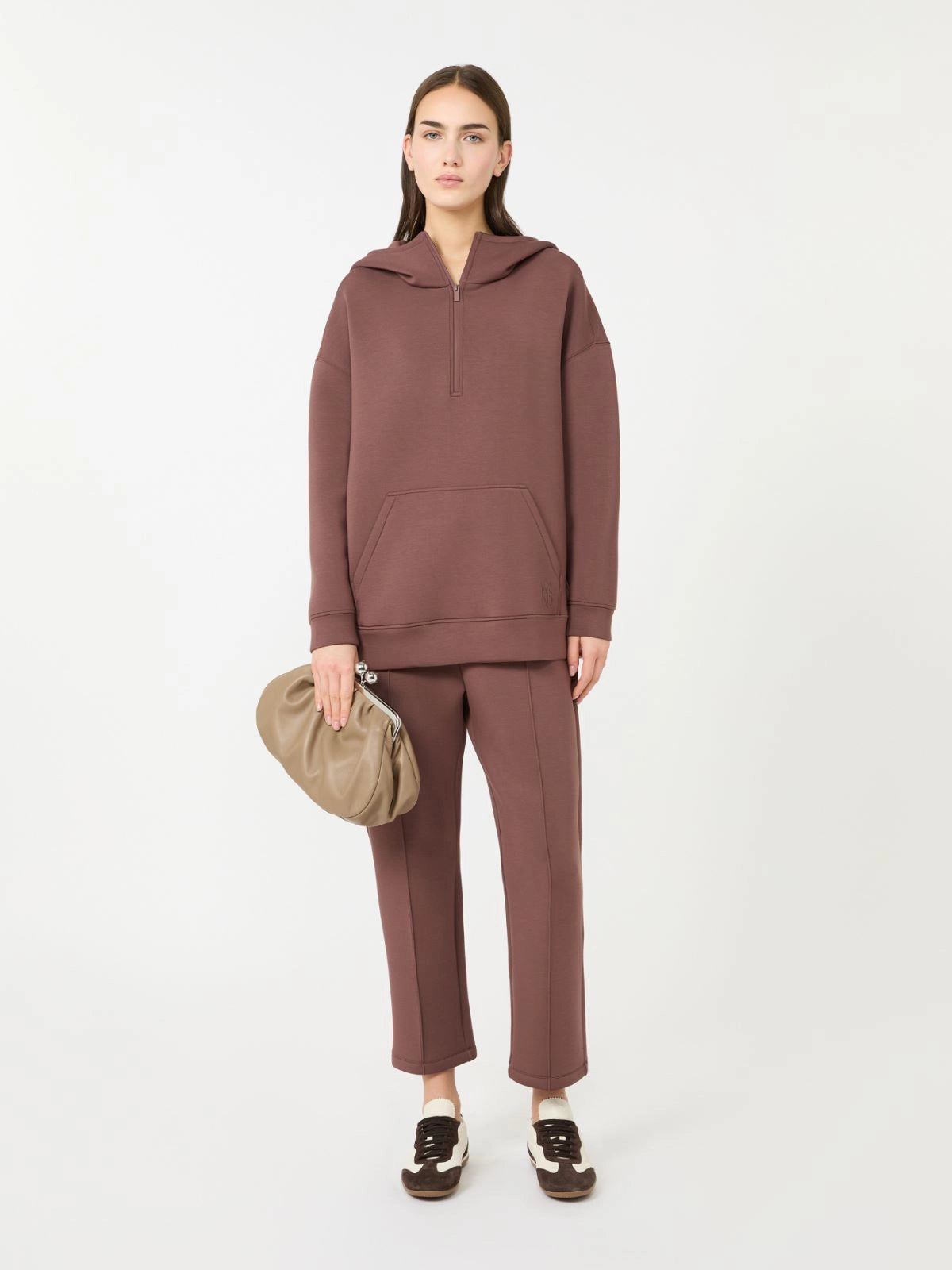 Weekend Maxmara Radura Half Zip Sweatshirt in Brown
