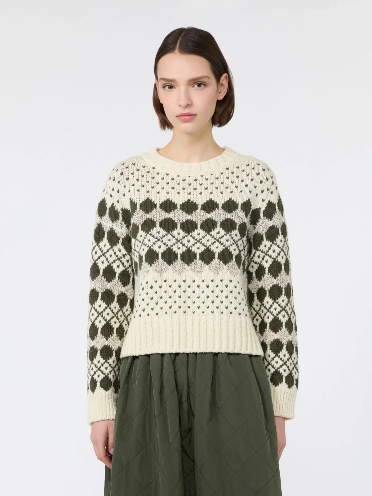 Weekend Maxmara Ranch Knit - Khaki Geometric