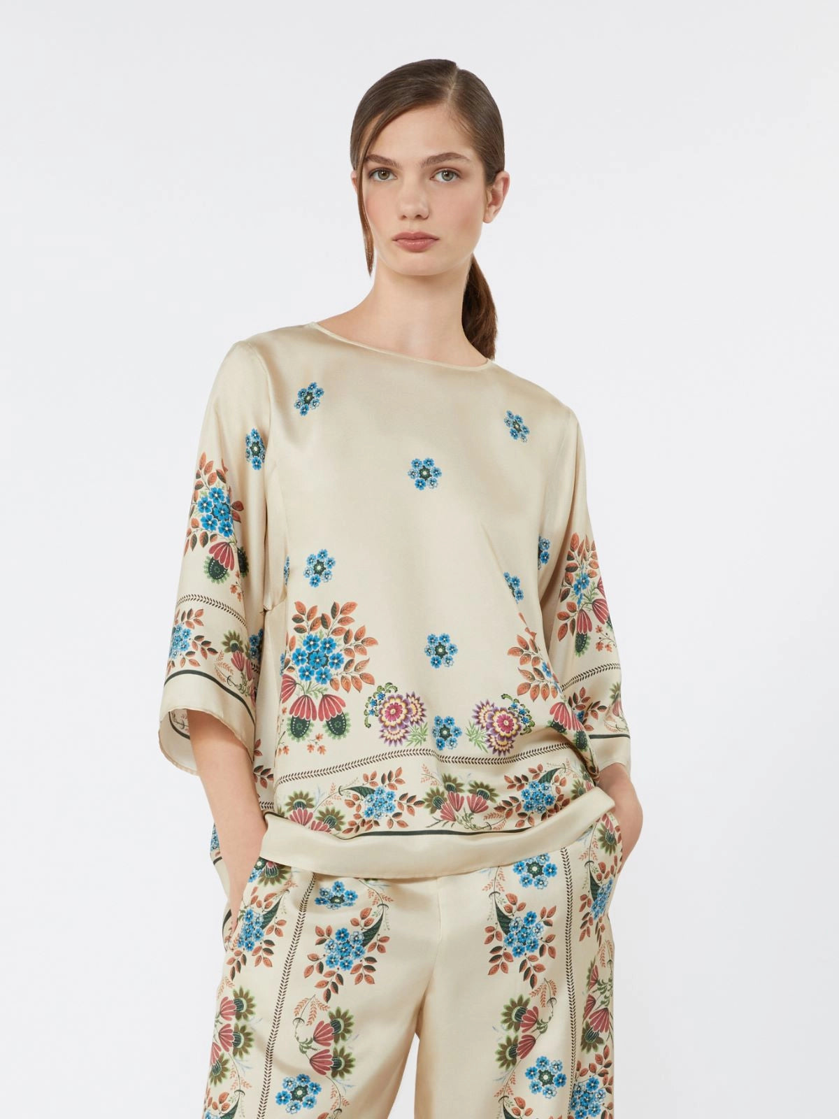 Weekend Maxmara Samba Top in Ivory Flowers