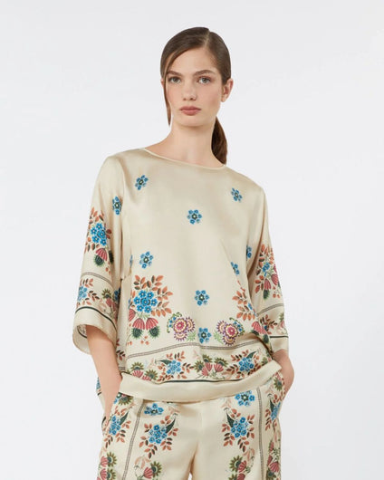 Weekend Maxmara Samba Top in Ivory Flowers