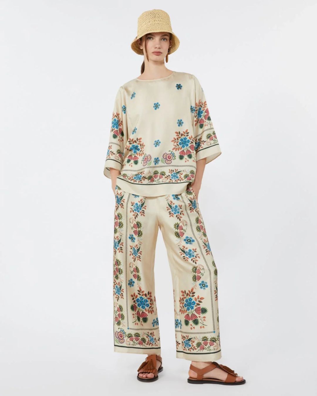Weekend Maxmara Samba Top in Ivory Flowers
