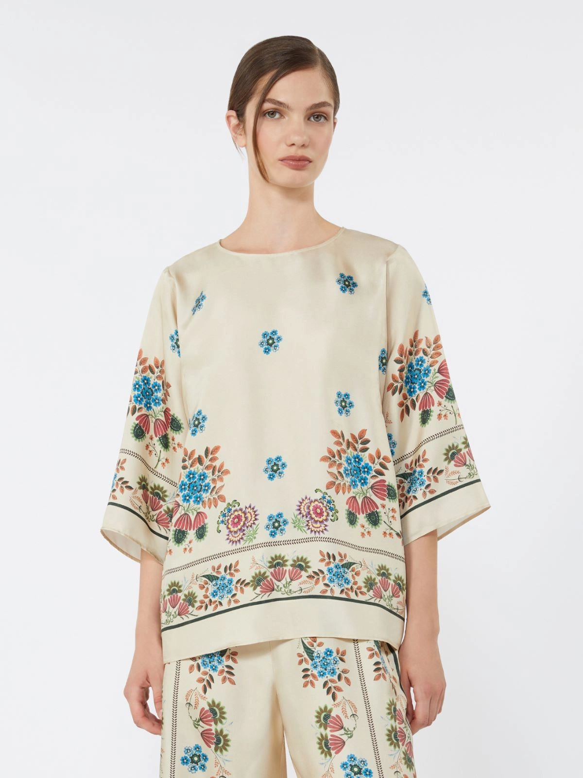 Weekend Maxmara Samba Top in Ivory Flowers