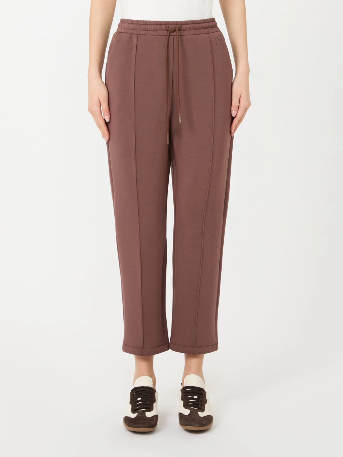 Weekend Maxmara Utopia Trousers in Brown Brown pants worn by a person on a white background