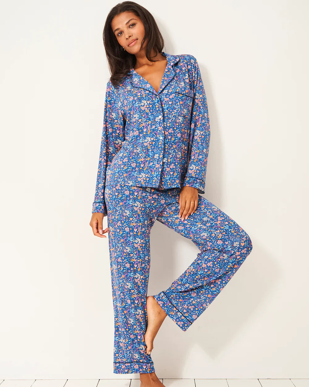 S&S Long PJ Set in Winter Floral