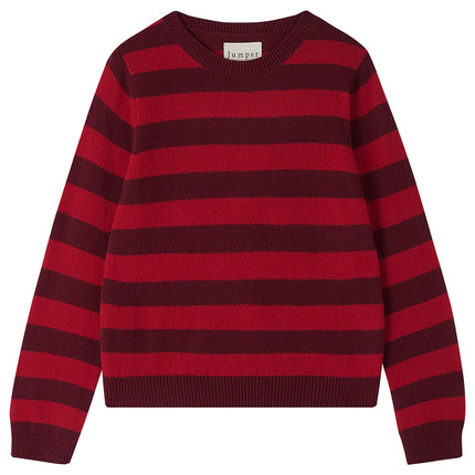 Jumper1234 Stripe Crew in Burgundy Red