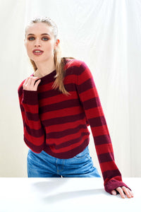 You added <b><u>Jumper1234 Stripe Crew in Burgundy Red</u></b> to your cart.