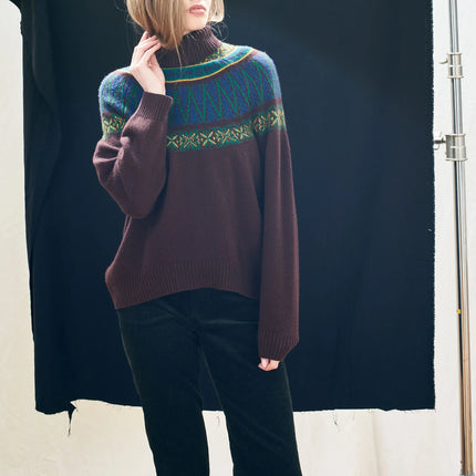 Jumper1234 Fairisle Roll Collar in Hickory, Violet, Amber