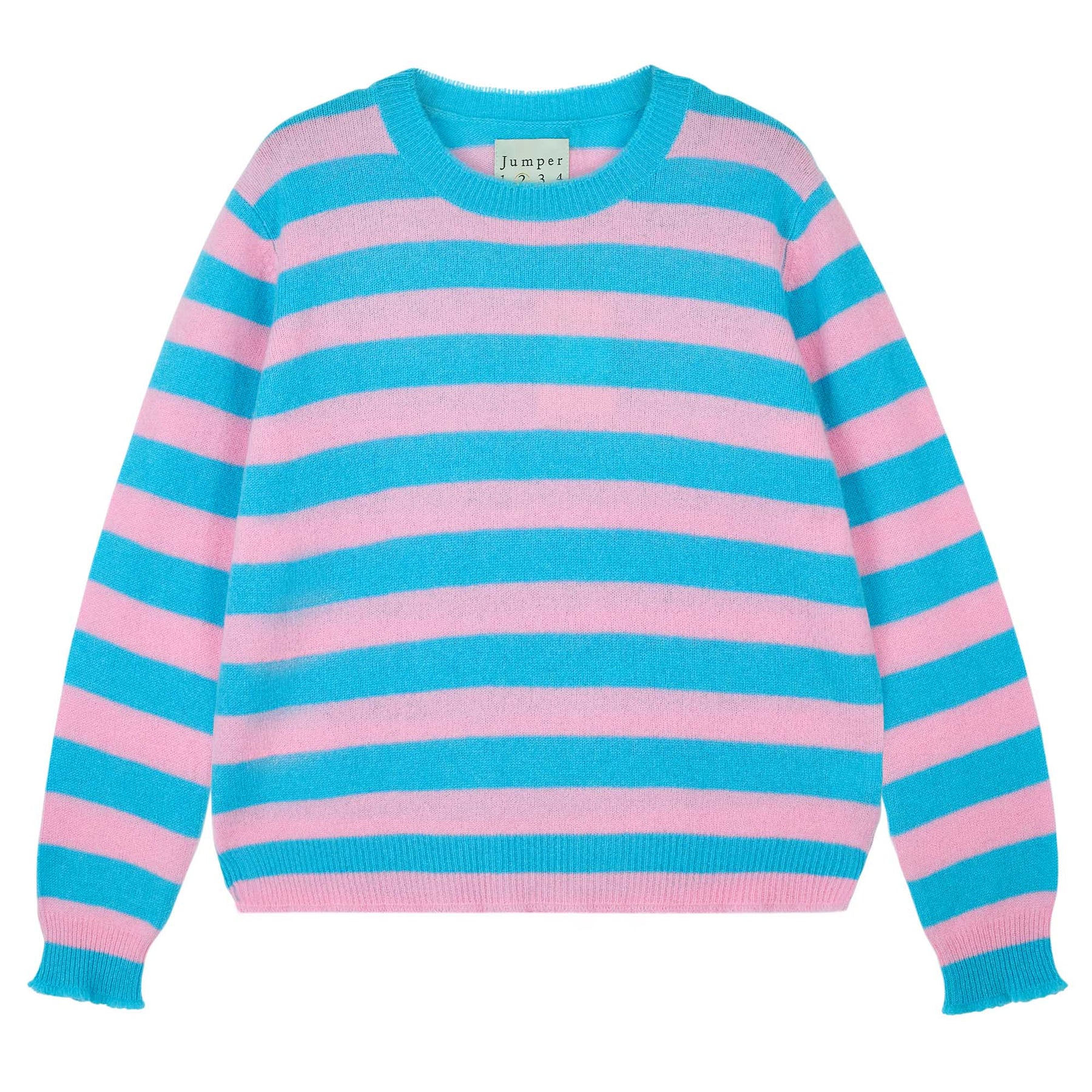 Jumper 1234 Stripe Distressed Crew in Mint, Blue, Candy