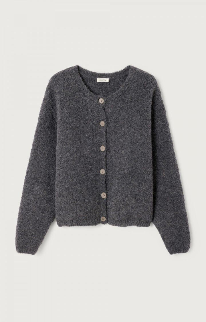 American Vintage Zolly Knit Cardi in Metal Chine