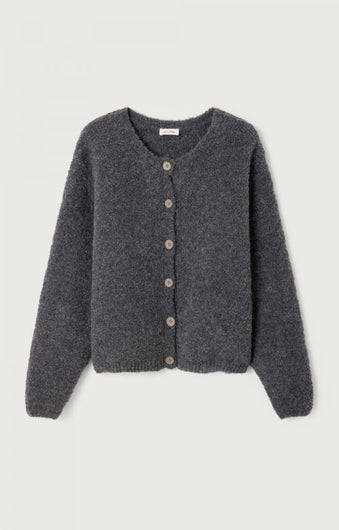 American Vintage Zolly Knit Cardi in Metal Chine
