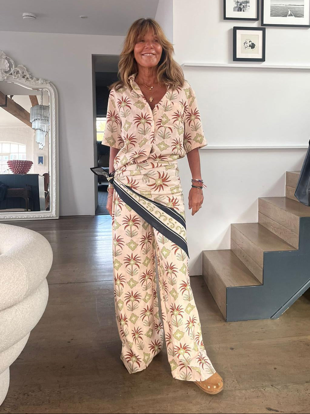 Primrose Park Kylie Trousers in Maxi Palm Cream