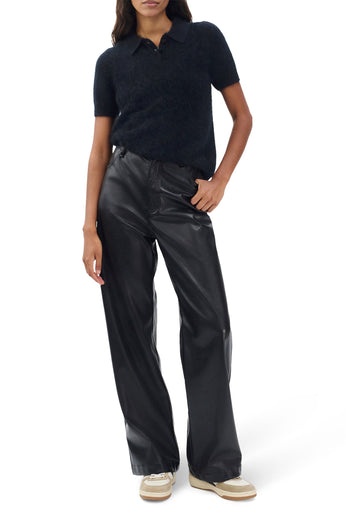 Rag & Bone Jada Brushed Cashmere SS Polo in Black