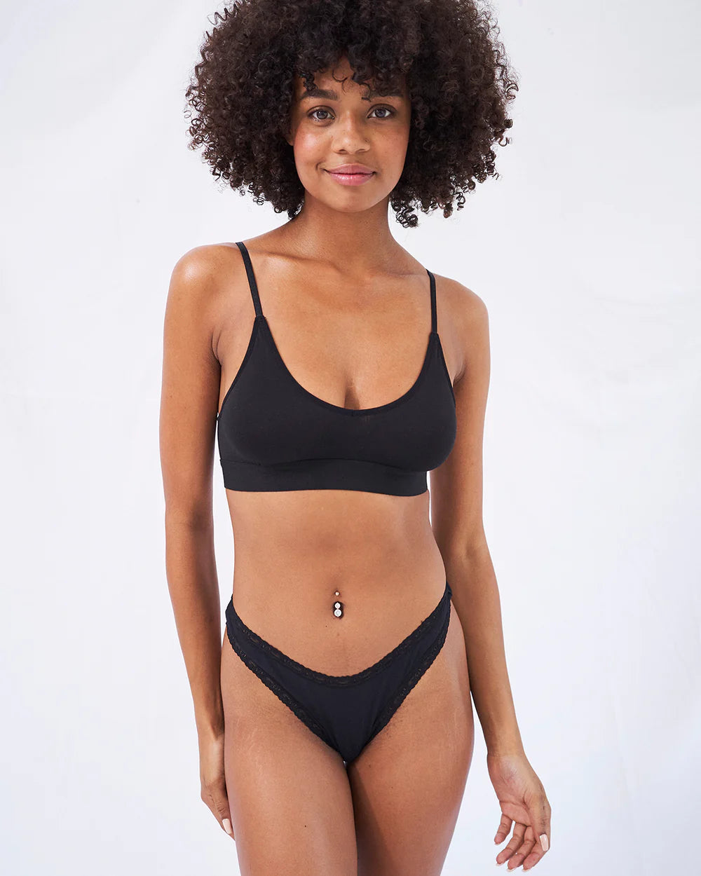 Stripe & Stare Thong in Black